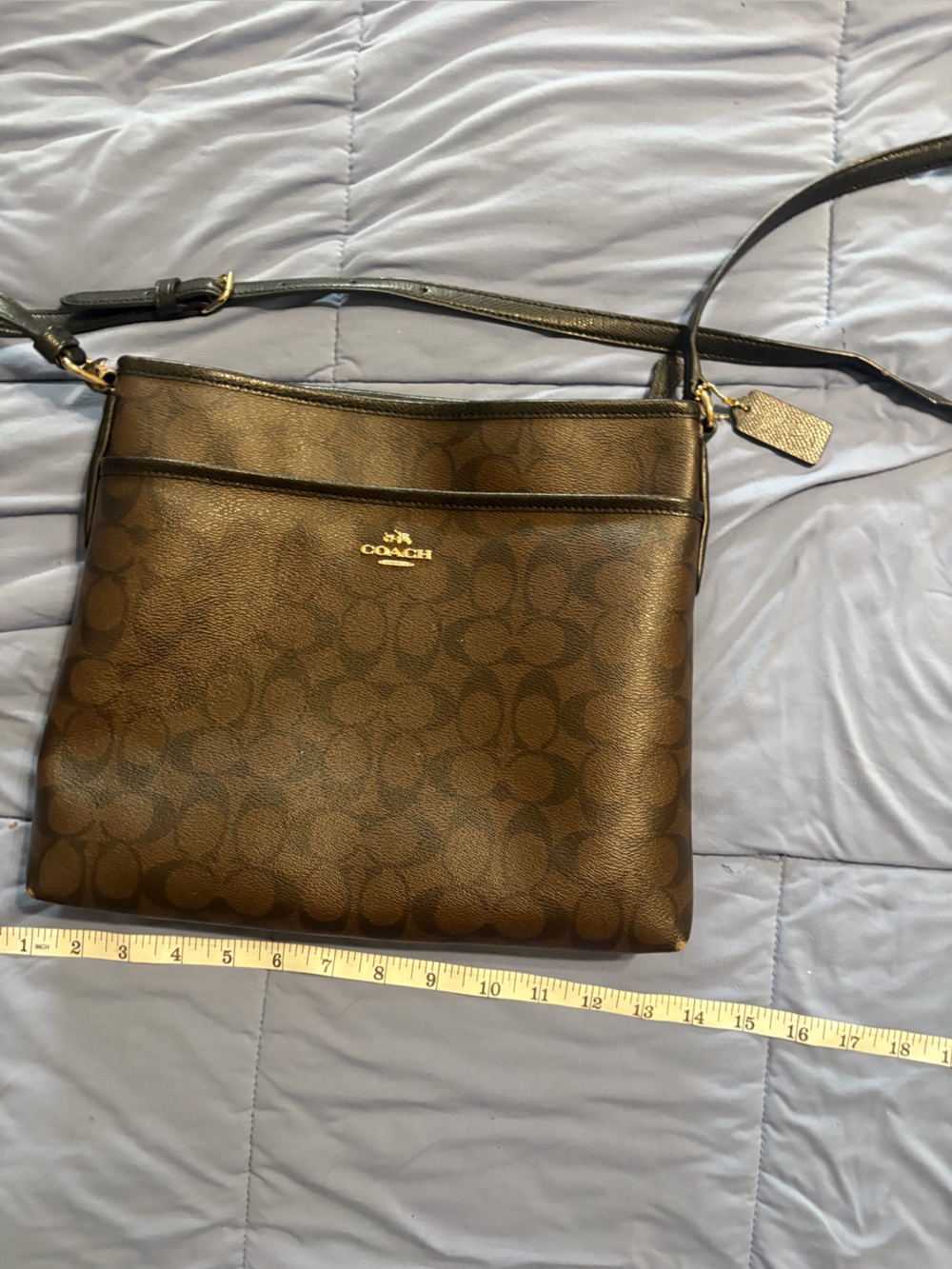 Coach Brown Signature Logo Crossbody with Gold Accents